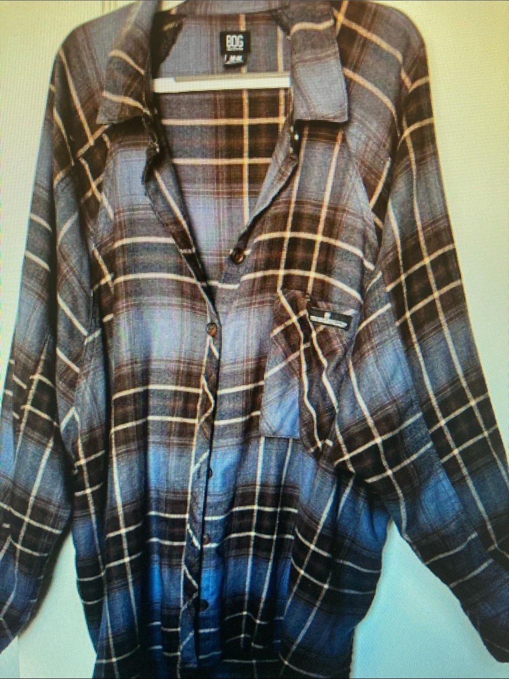 BDG Black and Brown Plaid Button-Down Shirt